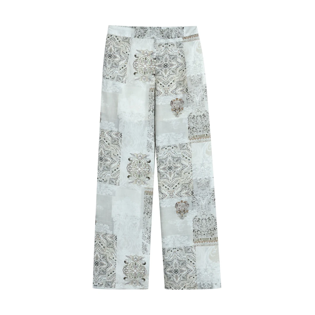 30891【Lab订单】复古原创印花气质宫廷风休闲裤0699