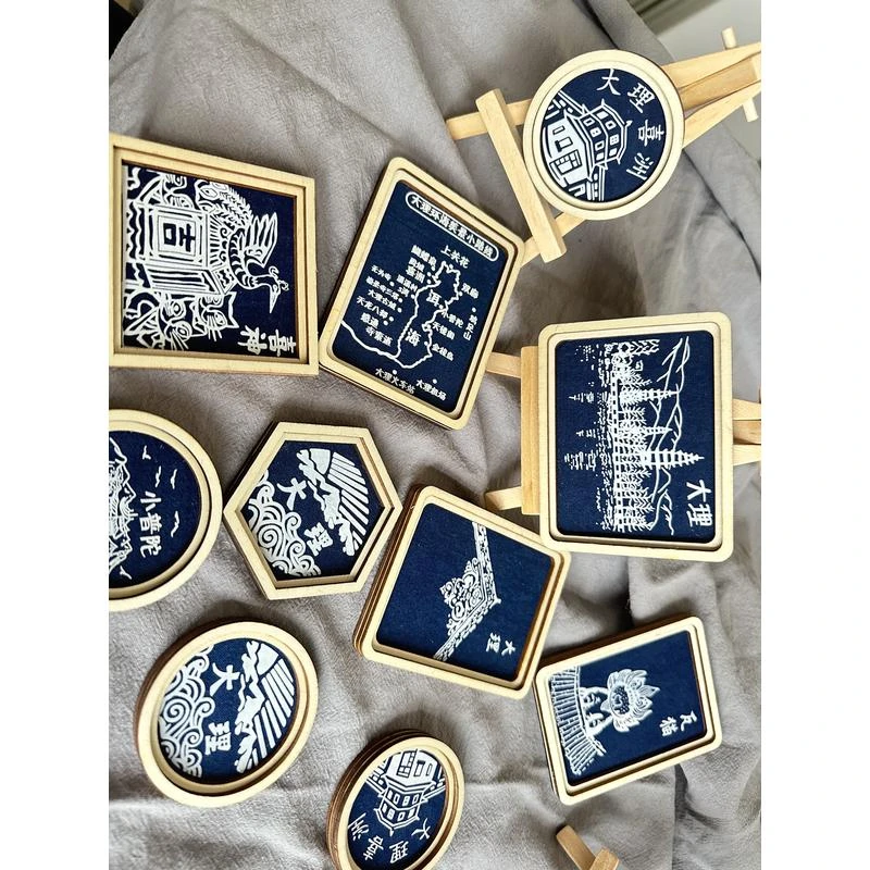 云南大理丽江手工扎染布冰箱贴个性创意磁性留言板定制旅游纪念物