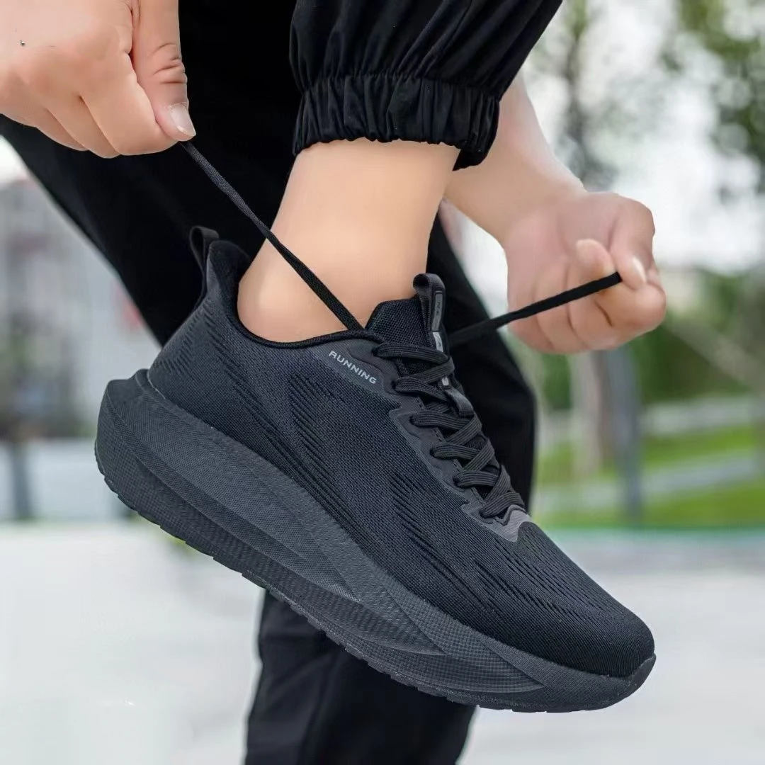 HD秋冬双网轻便防滑耐磨减震透气跑步鞋男鞋黑色工作鞋学生鞋