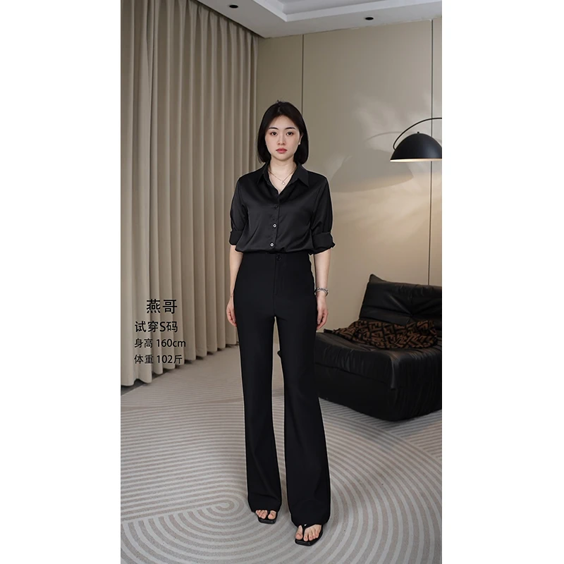 燕哥定制【风琴之恋】2025夏季薄款宽松微喇裤高腰显瘦显高休闲裤