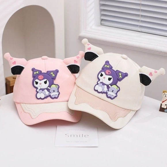 库洛米女童棒球帽春秋防晒可爱宝宝儿童卡通鸭舌帽新款2024帽子