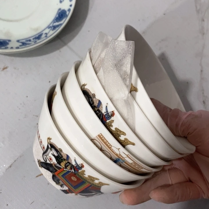 瓷片梧桐树米饭碗六个