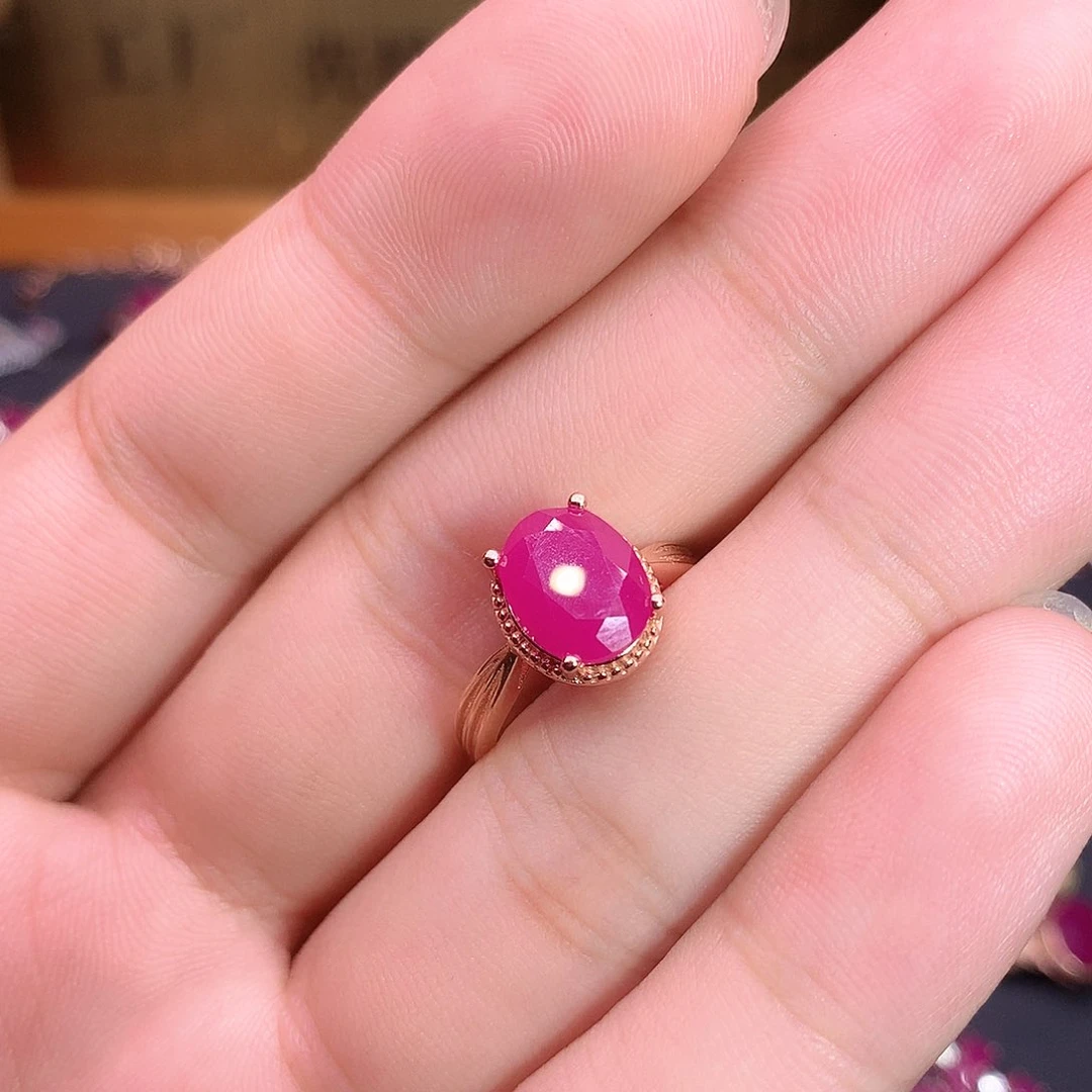 红宝石戒指银S925镶嵌