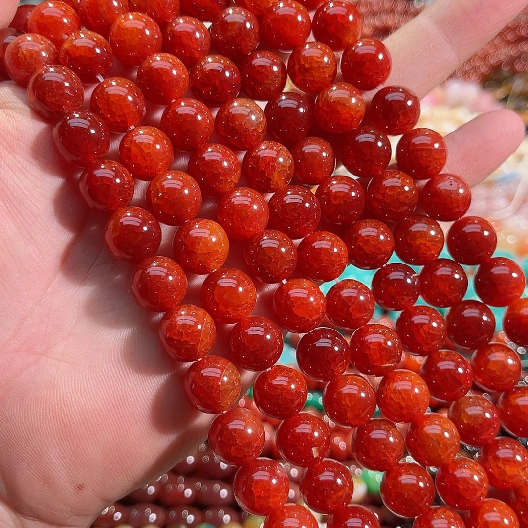 玛瑙/玉髓未镶嵌珠宝半成品红龙鳞玛瑙一条12mm