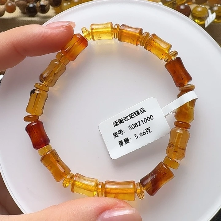 琥珀未镶嵌珠宝奇石7mm竹节多宝