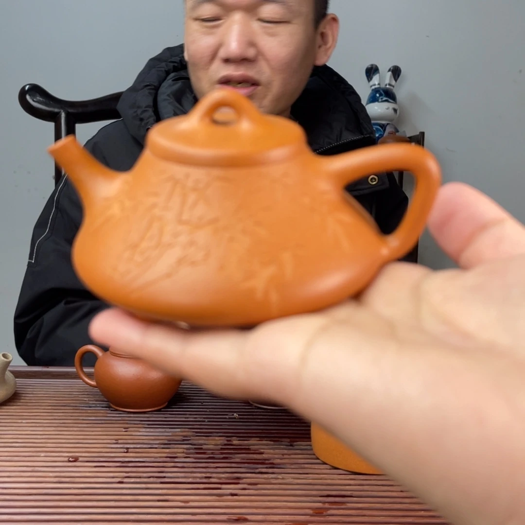 段泥茶壶黄降坡曲瓢150cc