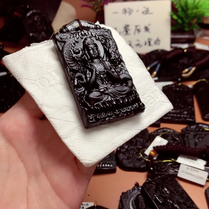 天然缅甸a货钢琴黑挂件