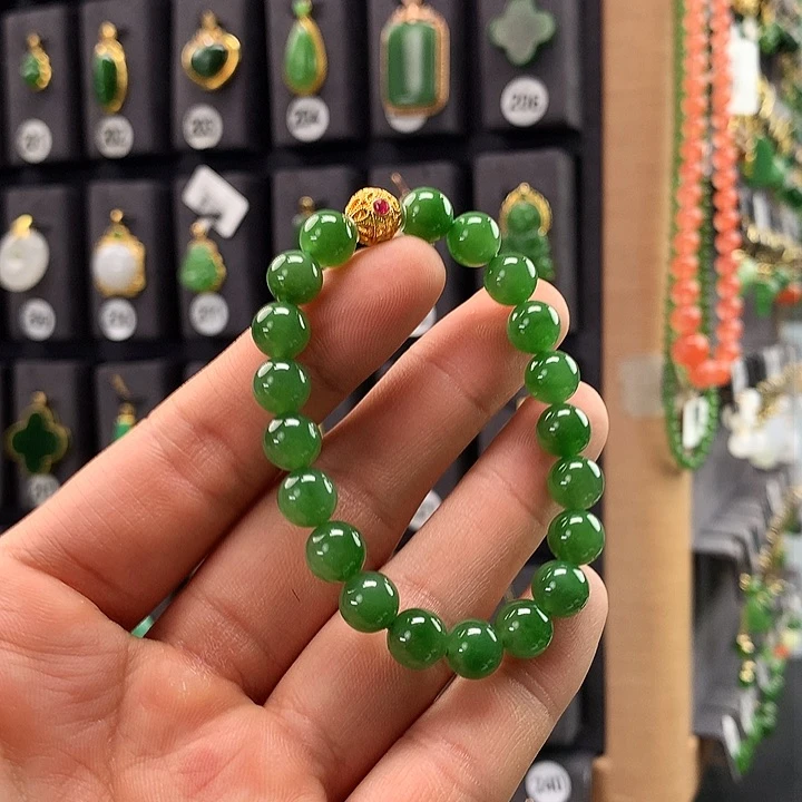 和田玉手链18K金镶嵌