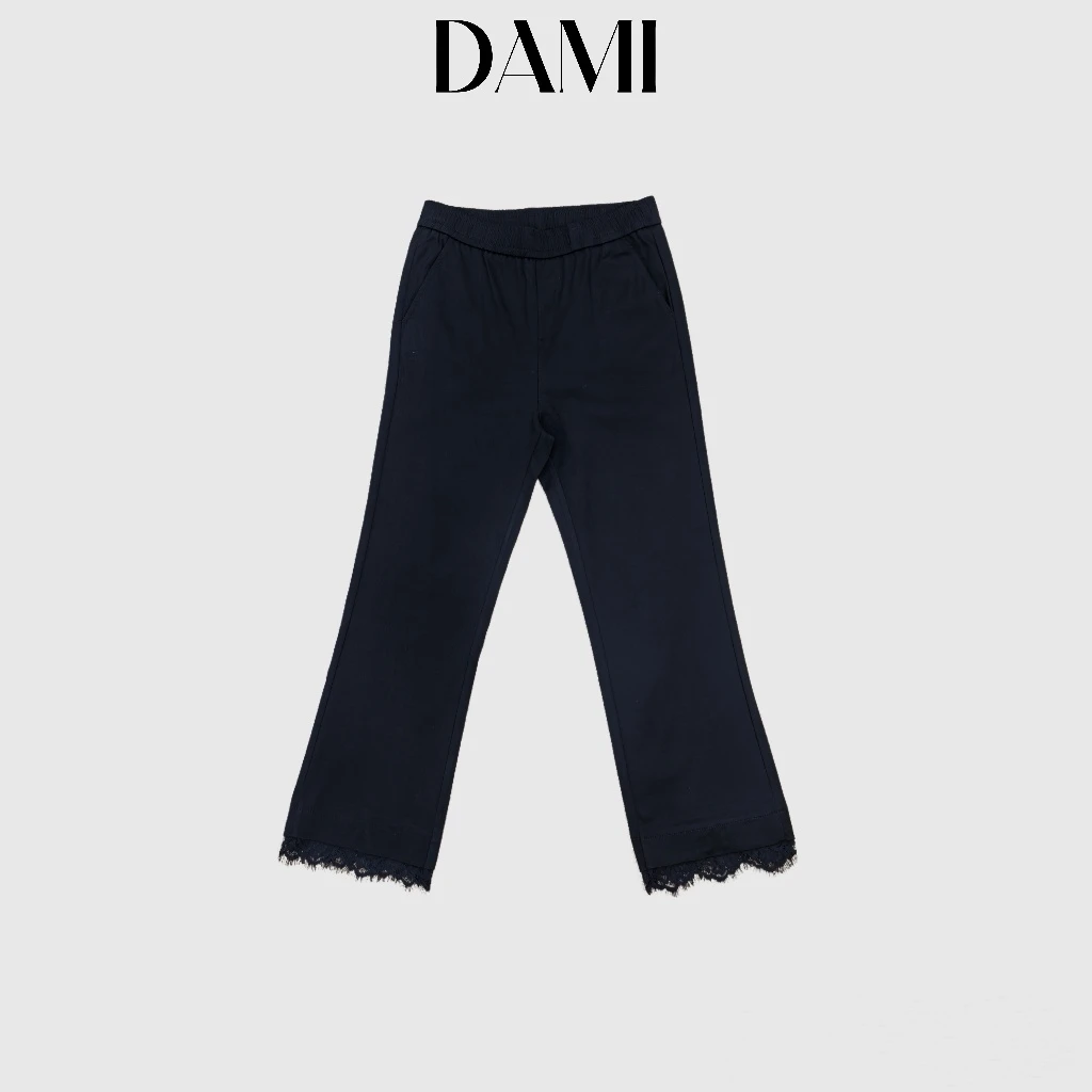 【大蜜】1130#蕾丝拼接九分直筒烟管裤