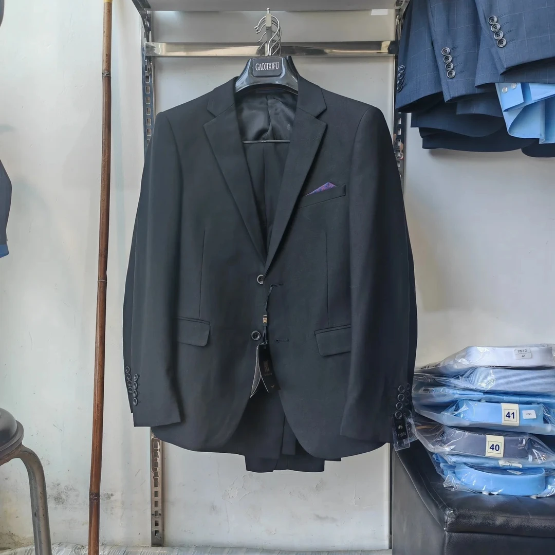 直筒裤修身型半麻衬工艺西服套装男装秋季商务男士