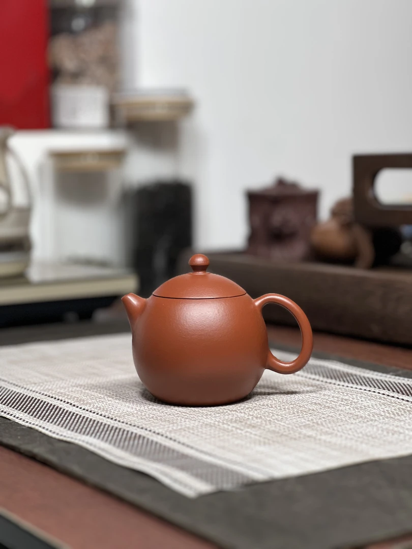原矿赵庄朱泥龙蛋壶230毫升半手工宜兴茶具套装紫砂壶156
