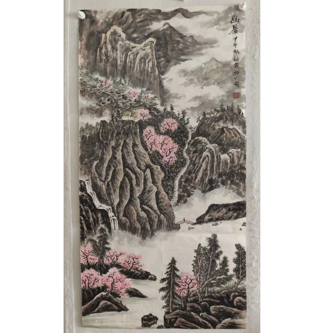 1013纯手绘老字画《幽居》中堂  尺寸 137×68