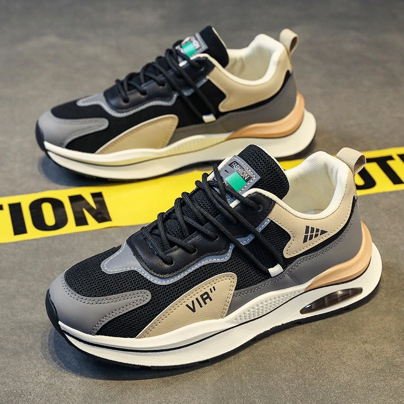 男鞋夏季新款透气网面运动鞋男韩版潮流百搭厚底跑步休闲老爹鞋男