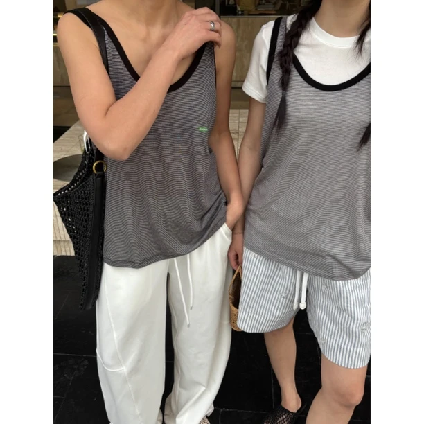 Nannanzhuo 夏款细条纹无袖背心