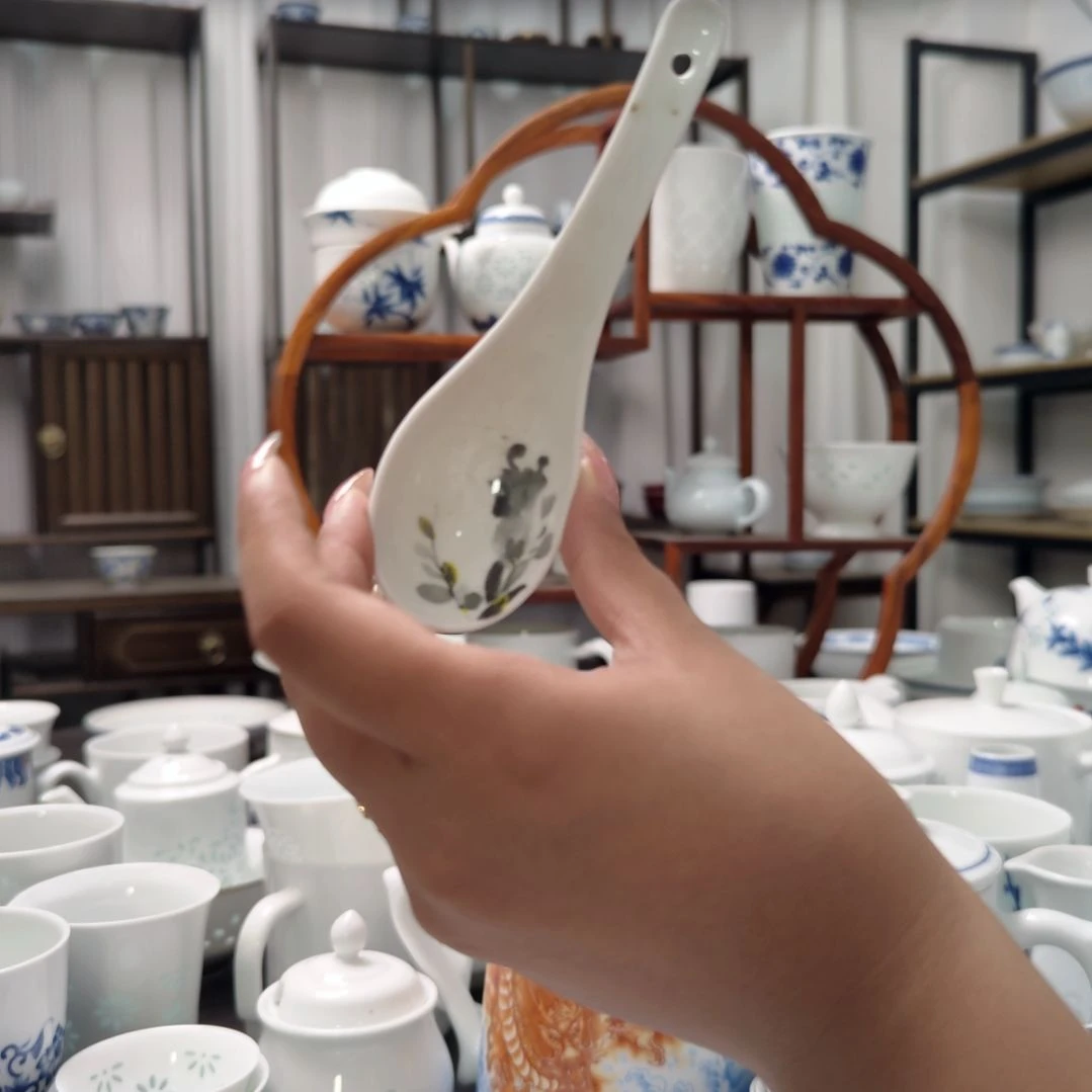 瓷墨彩小勺十只装景德镇陶瓷