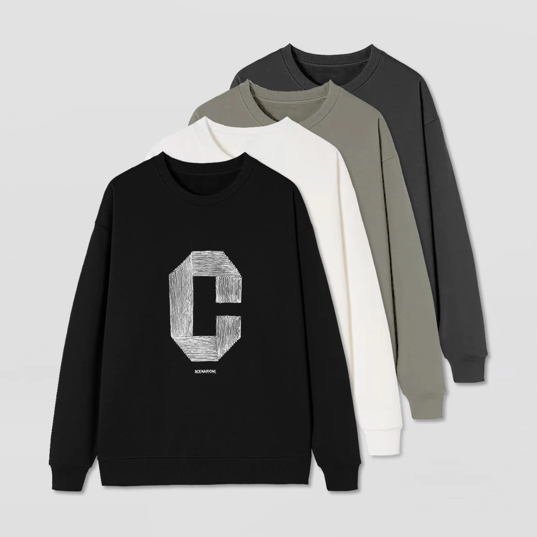 加绒/不加绒 大C 潮牌卫衣秋冬季男款圆领休闲上衣502178