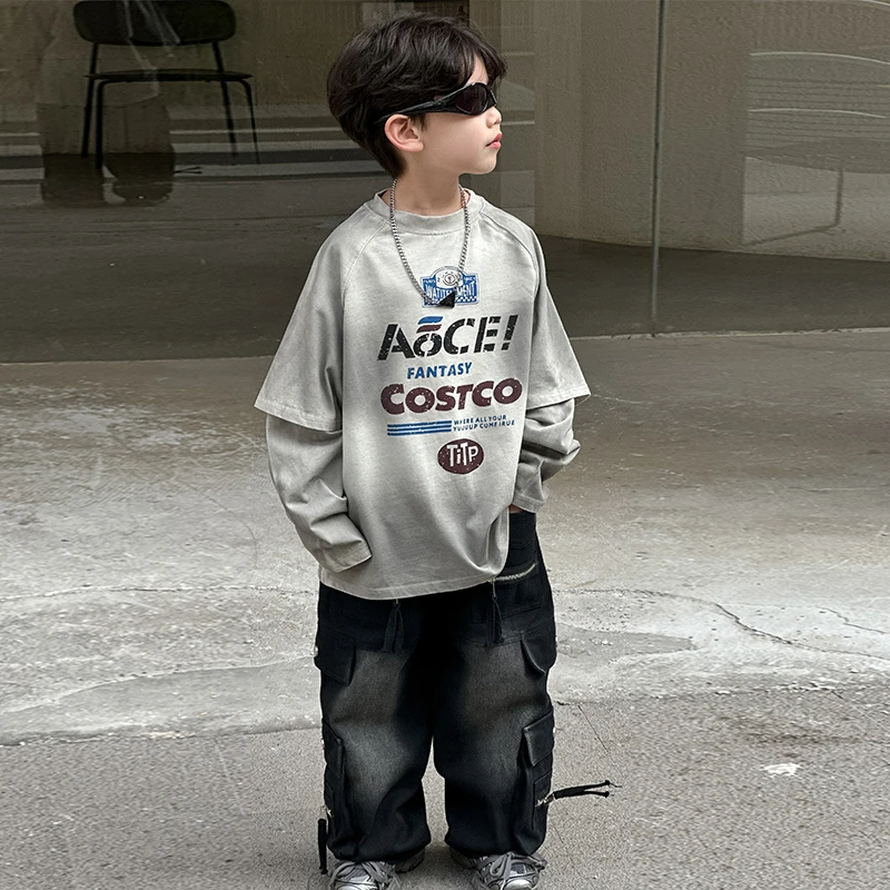 喷色卫衣儿童中小童男童宝宝韩版时尚休闲春装潮流潮牌长袖卫衣