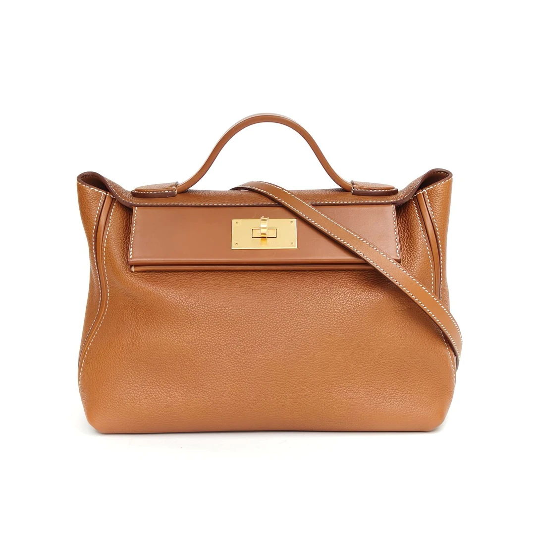 95新 Hermes/爱马仕 【黑黑】2424 29 37金棕色 Togo皮 Y刻 金扣