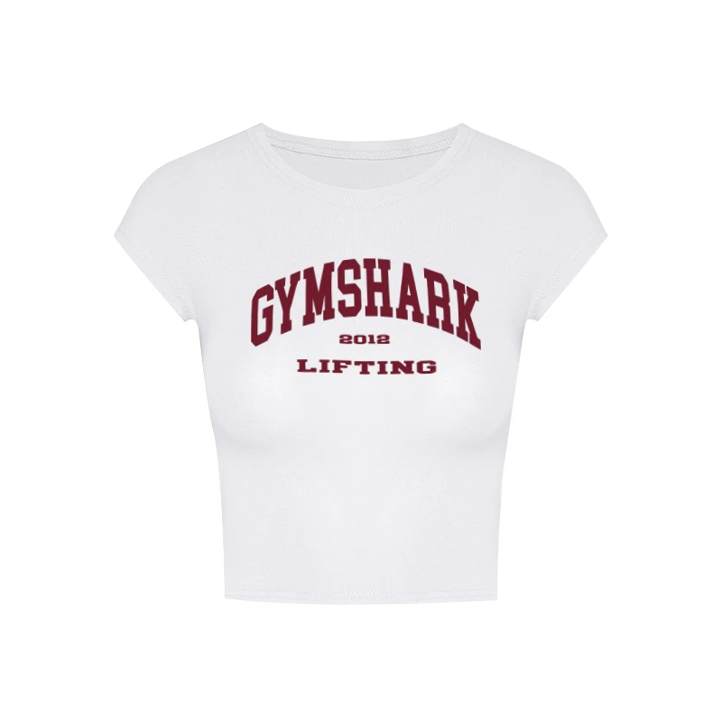 欧美圆领健身女T恤短款运动休闲上衣高弹力吸汗显瘦透气高腰露脐