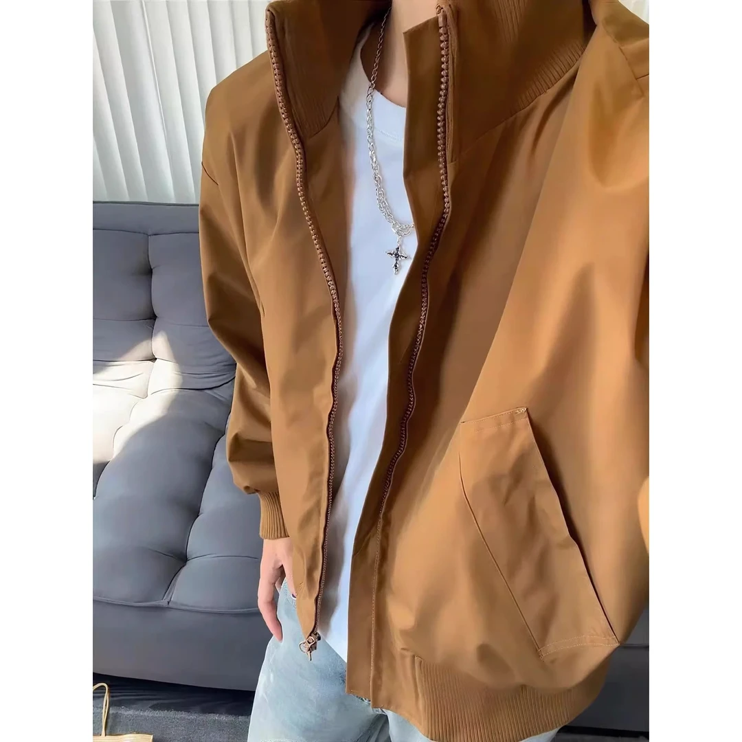 美式bomber飞行员夹克男款秋季短款棒球服高级感廓形正肩工装外套