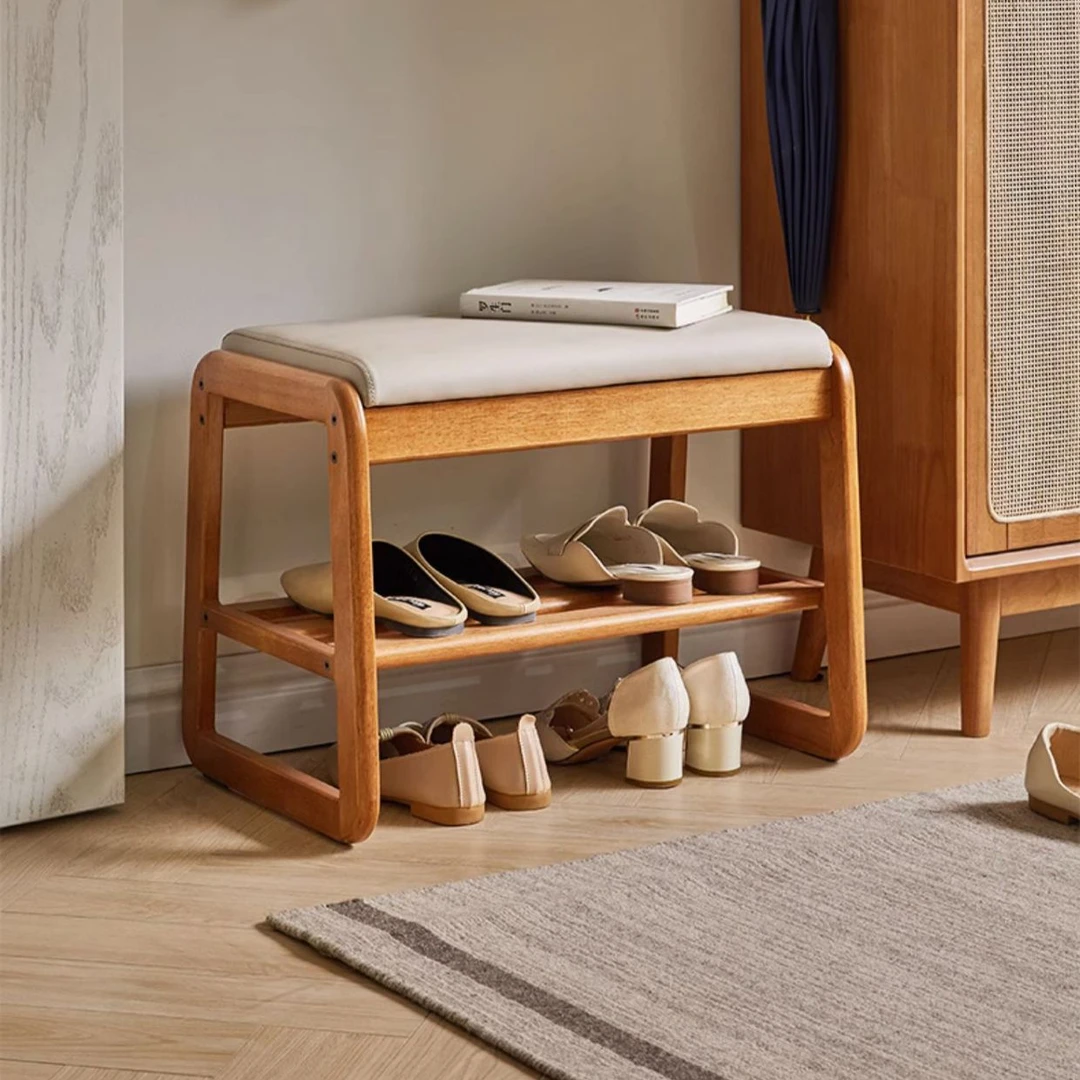 意式实木换鞋凳家用多功能穿鞋凳软包凳子鞋柜玄关鞋架进门口可坐