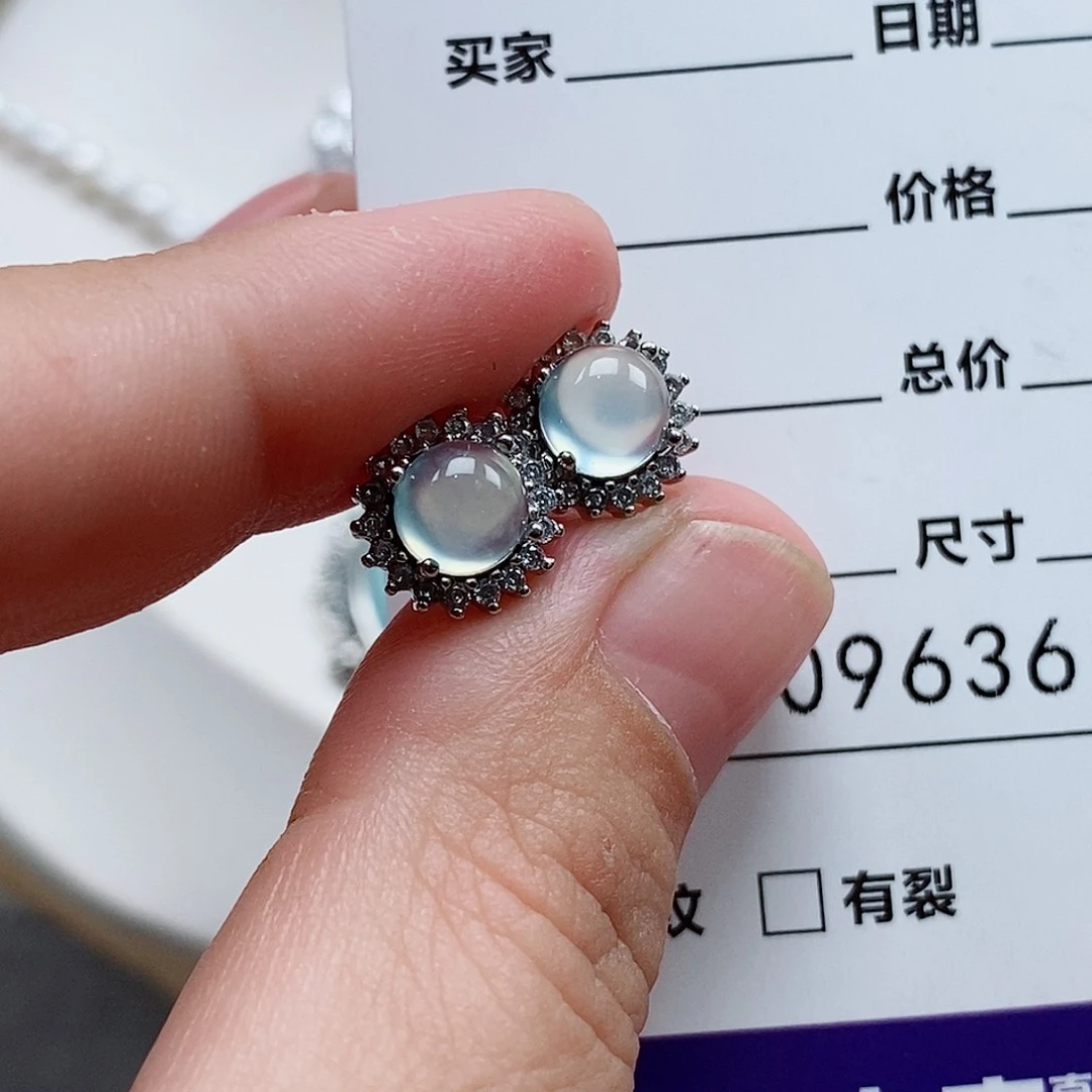 银S925镶嵌蛇纹石玉耳坠星**雨