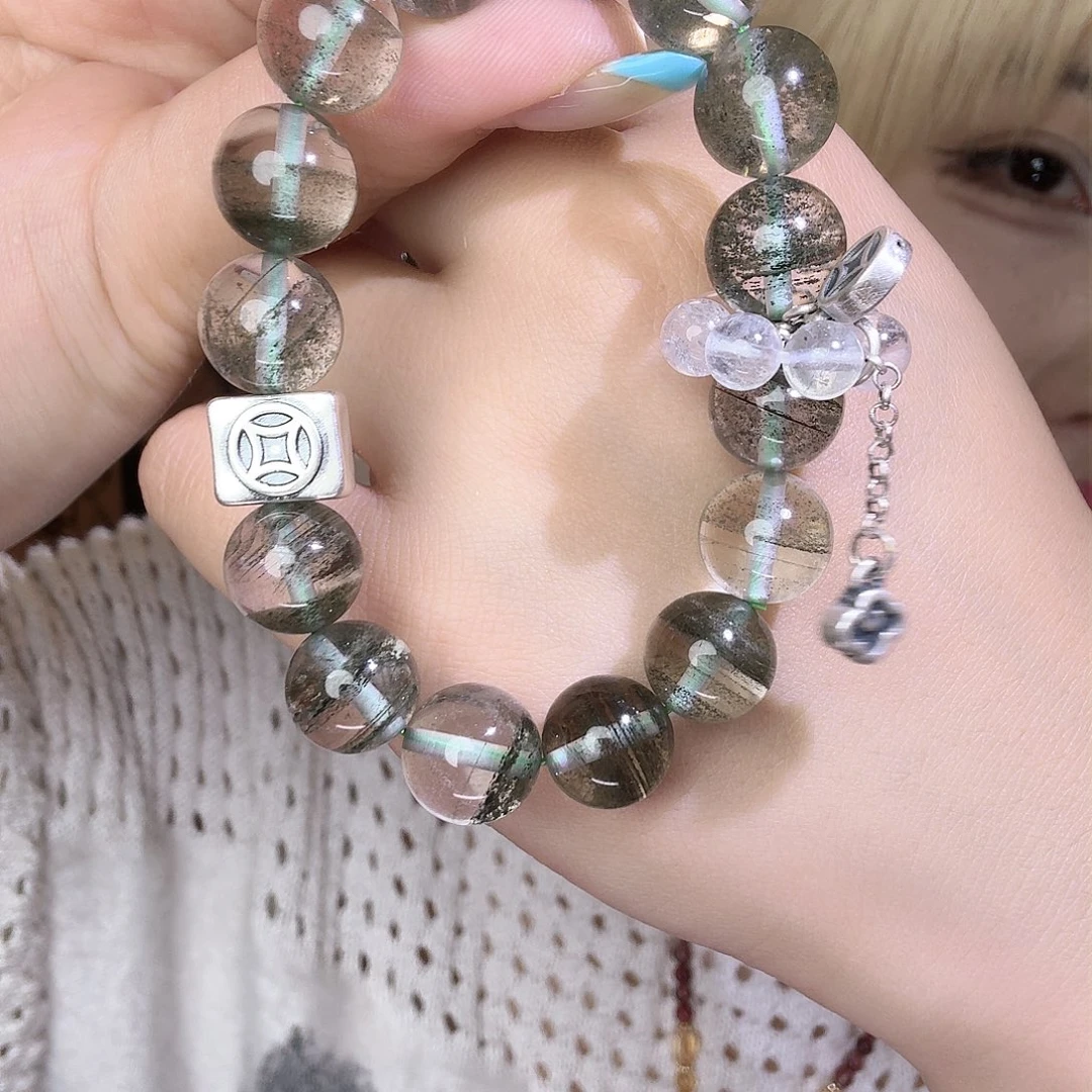 水晶手链足银镶嵌大手