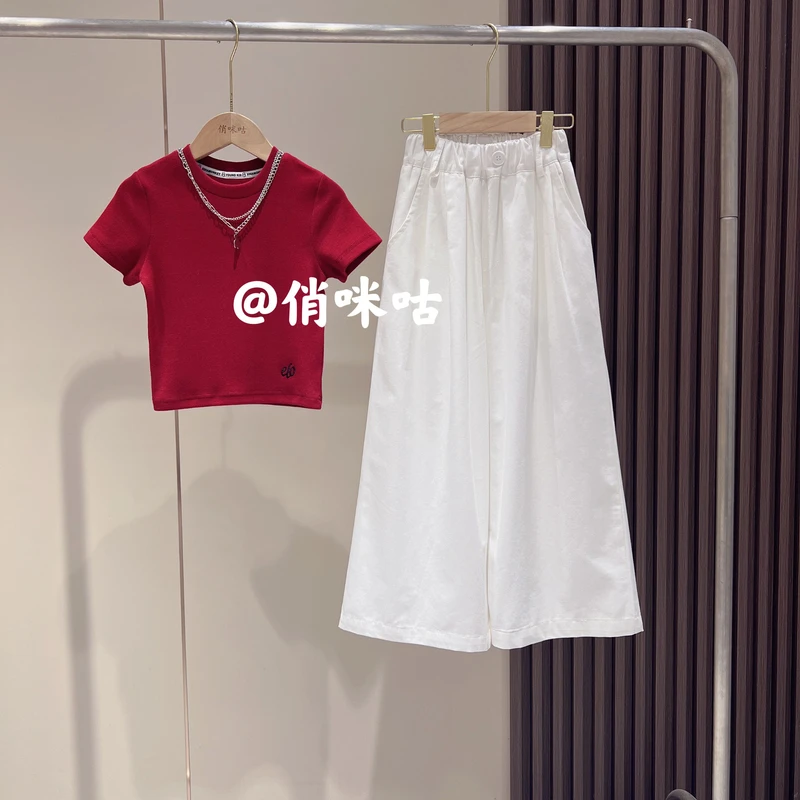 俏咪咕女童套装2025新款洋气儿童春夏款休闲韩版中大童时尚两件套