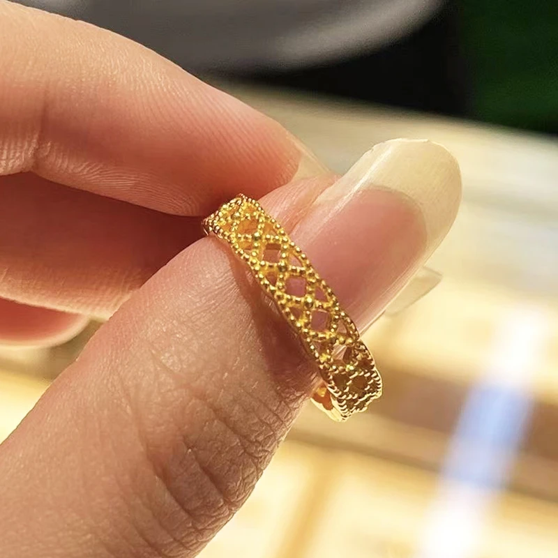 钛钢戒指 镂空蕾丝戒指轻奢高级感气质时尚百搭编织复古精致镶嵌