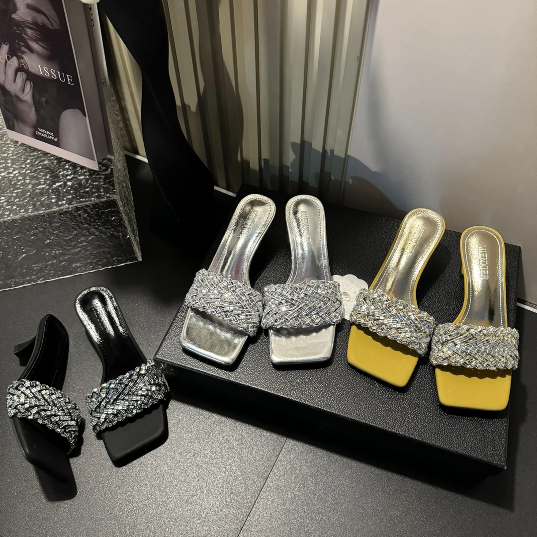 【现现】夏季新款水钻绝美高级感百搭舒适小众设计款爆款凉鞋 - 5CM