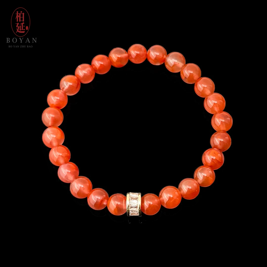 【高性价比】天然南红手串女款7mm时尚百搭叠搭款单圈简约HT0493