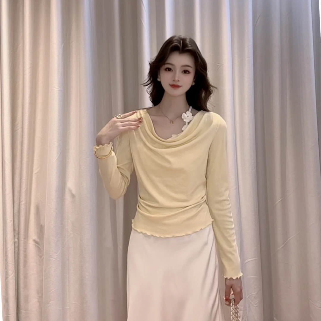 IEF/爱依服2024新款春季显瘦气质不规则针织上衣设计感