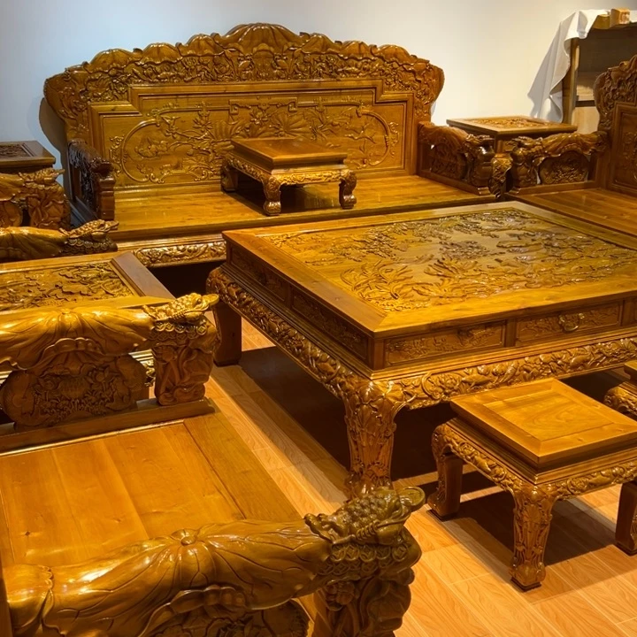 竹c***a金丝楠木沙发13件套