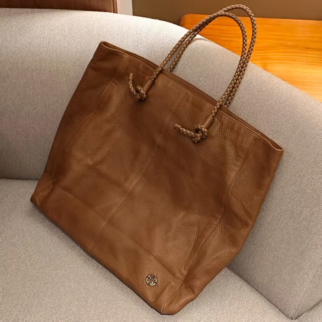 95新 GUCCI/古驰 【胖】 440929 棕色托特单肩包