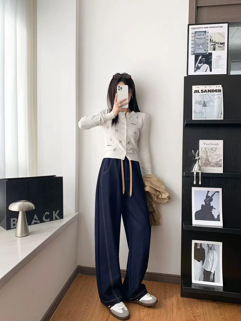 小雅姐姐 韩系显瘦纯色修容线休闲裤  IM11