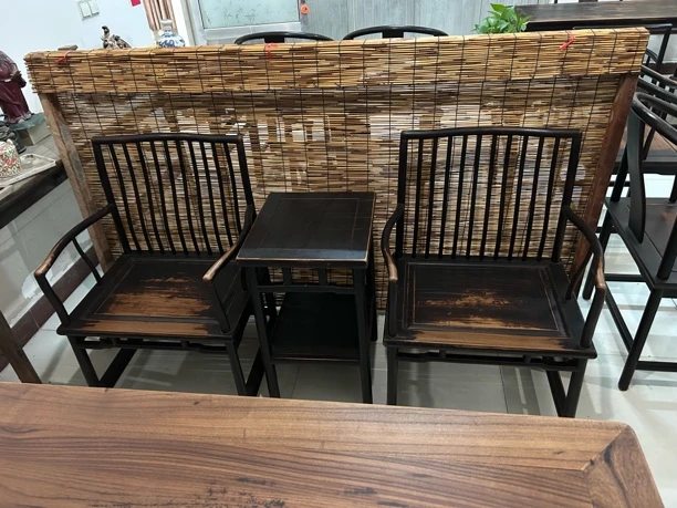 梳背椅三件套，可用于书房，茶室，会所等