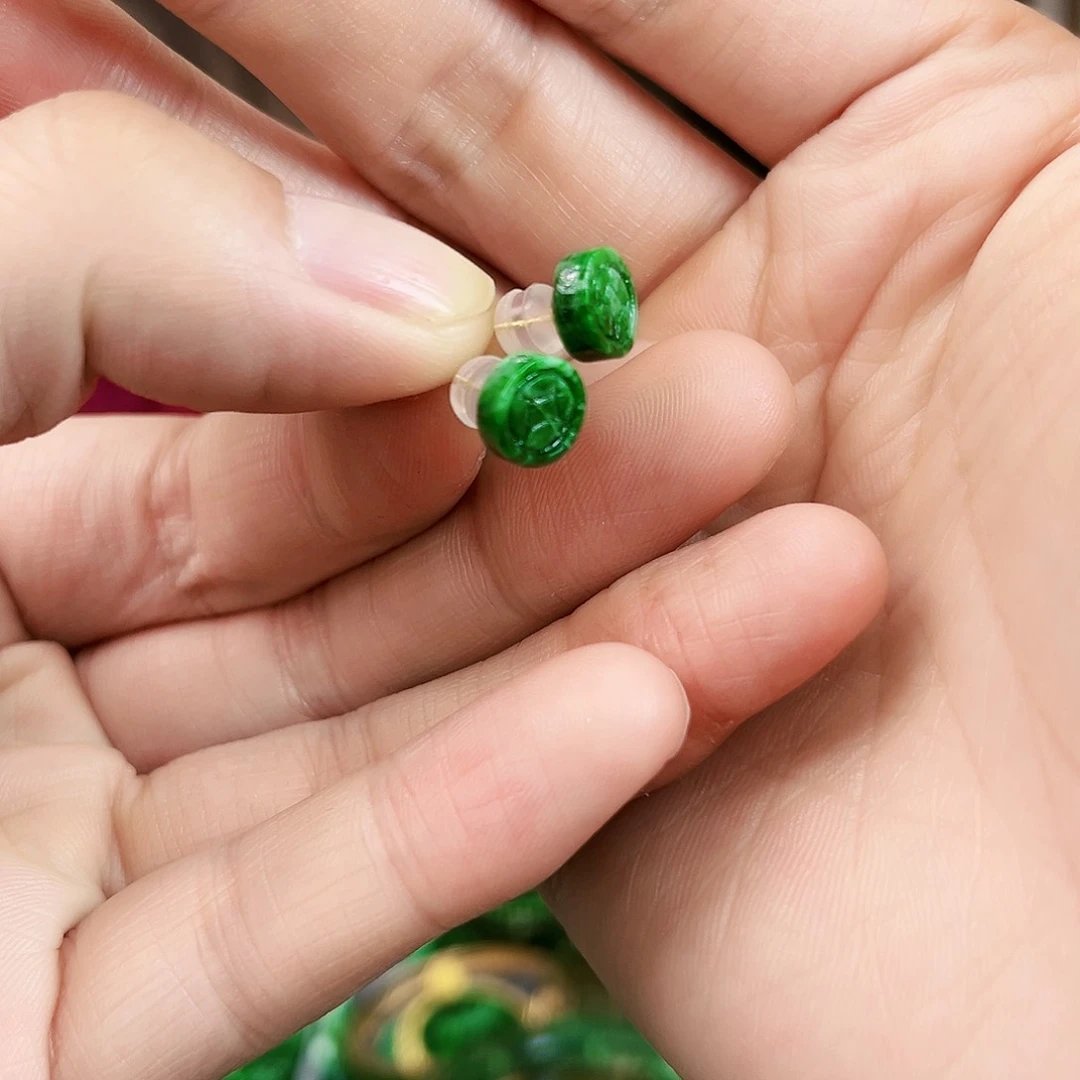 翡翠耳饰18K金镶嵌耳饰