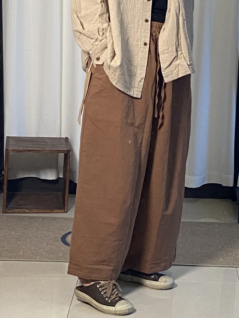 秋季生态汉麻有机棉女士休闲裤百搭宽松纯色复古宽松秋季