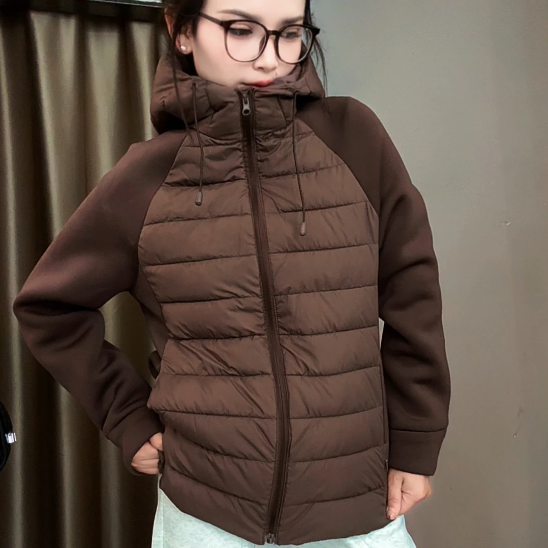 0900#男女同款显瘦欧美风拼接衔缝轻薄羽绒夹克外套