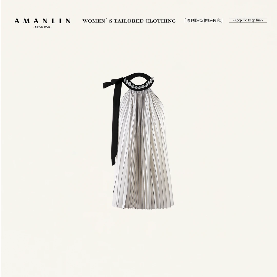 AMANLIN/阿谩琳欧若风春夏新款设计感挂脖背心女性感上衣F596786