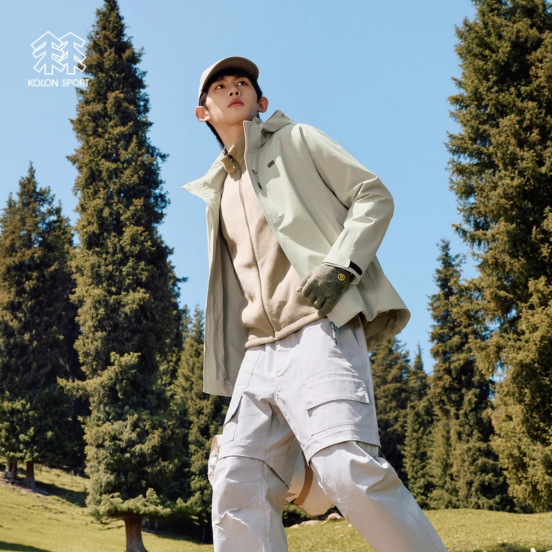 KOLON SPORT可隆冲锋衣2级Polartec男女连帽多口袋抓绒三合一