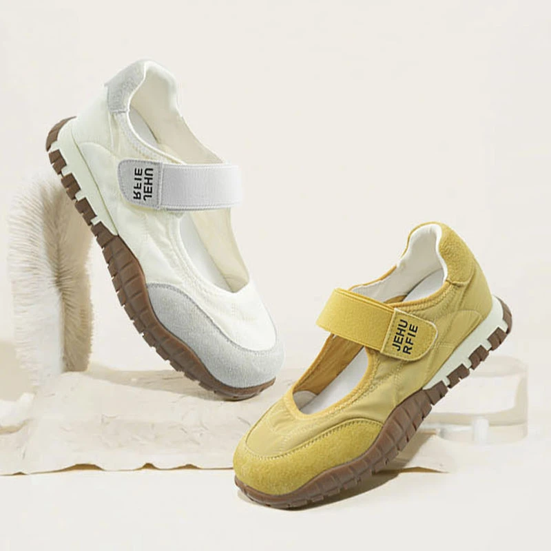 夏季机能风玛丽珍25年新款真皮休闲浅口魔术贴芭蕾运动鞋AB25213