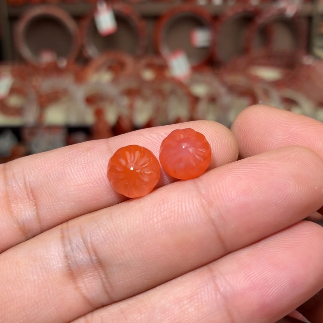 南红玛瑙未镶嵌吊坠(不含链)一对小笼包