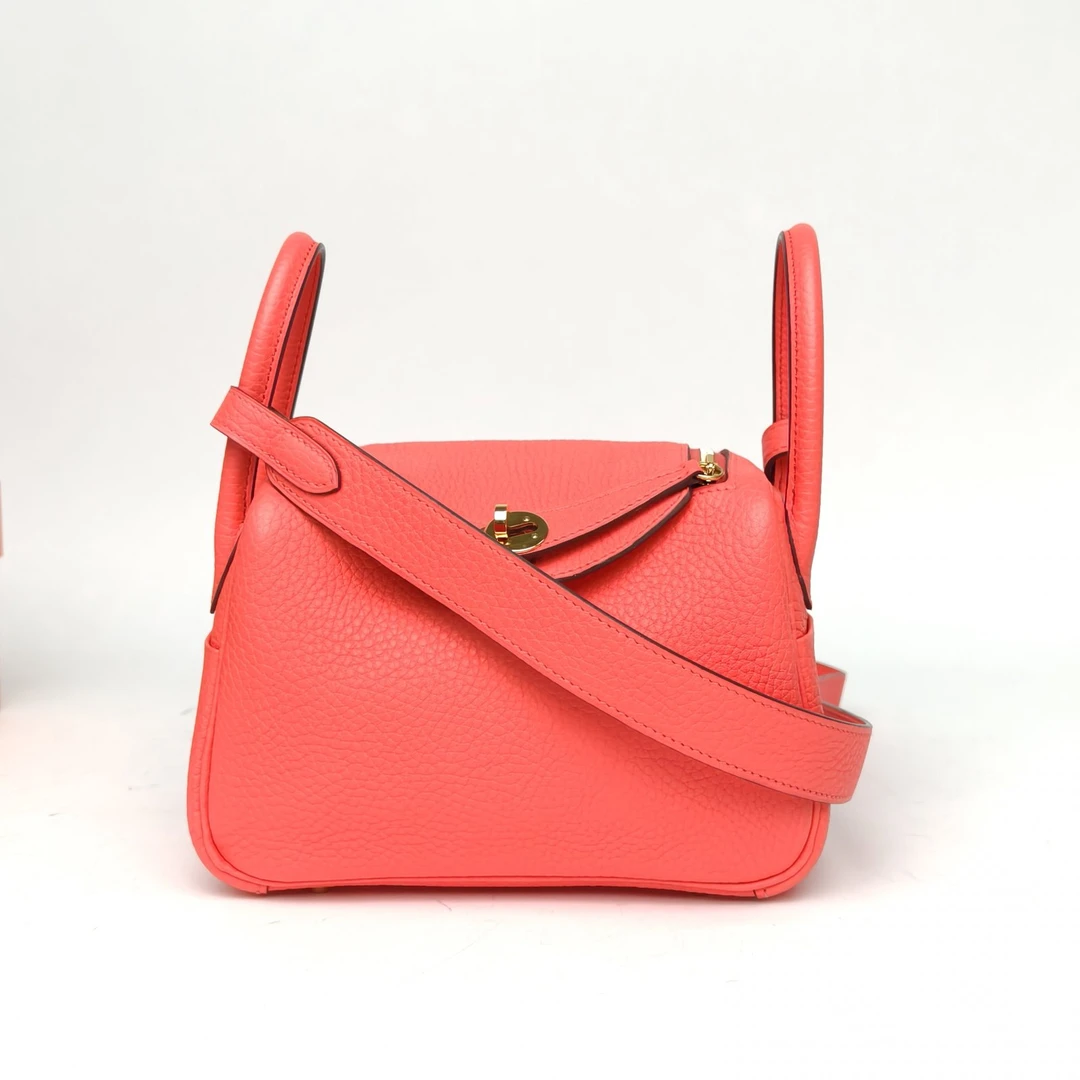 99新 Hermes/爱马仕 【小花黑黑】Lindy Mini 德州玫瑰 Y刻 金扣