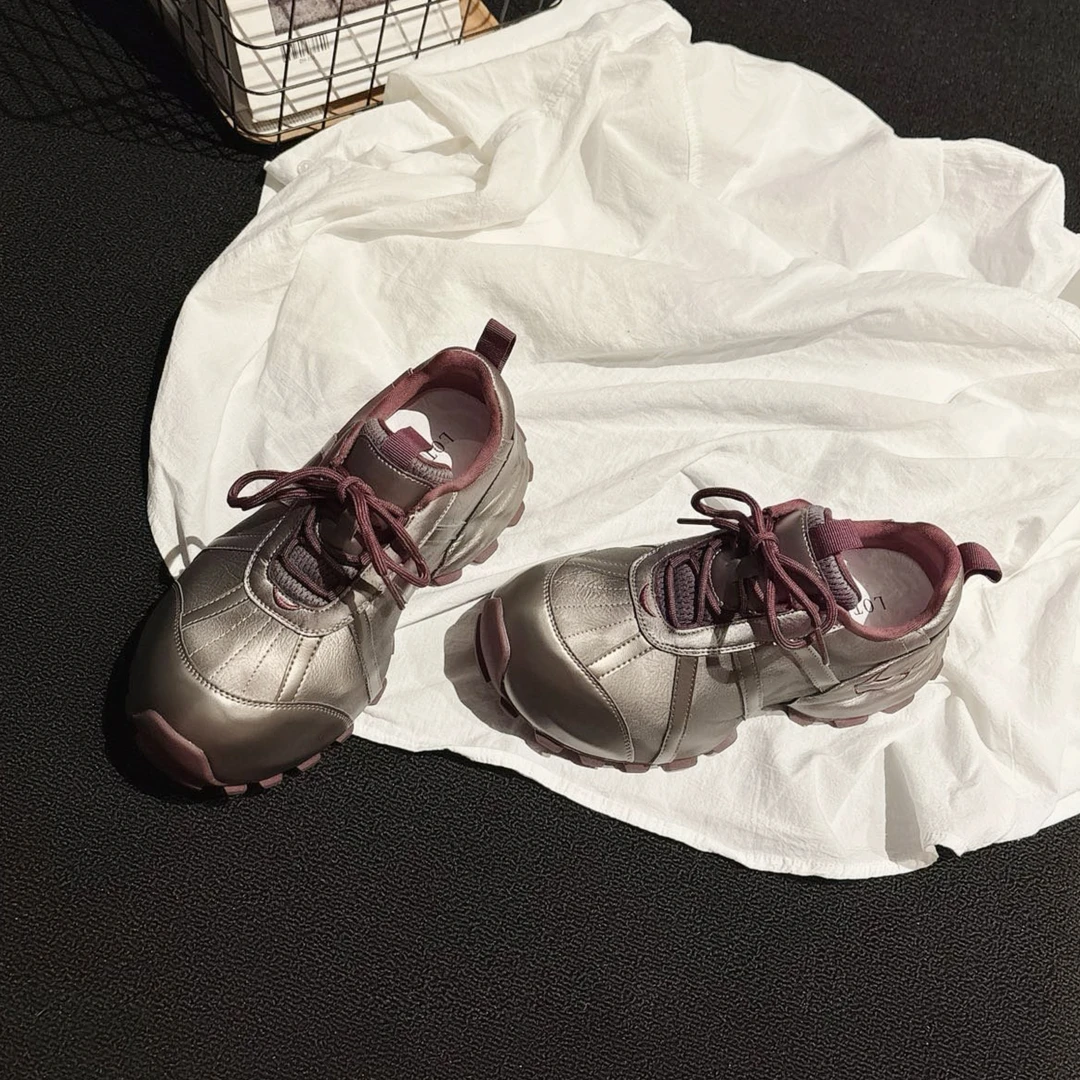 巨好看~网红内增高系带老爹鞋女2025秋新款休闲鞋ins风运动鞋女鞋