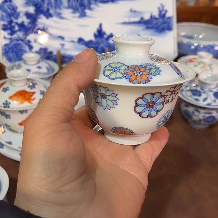 錡镇堂手工手绘盖碗