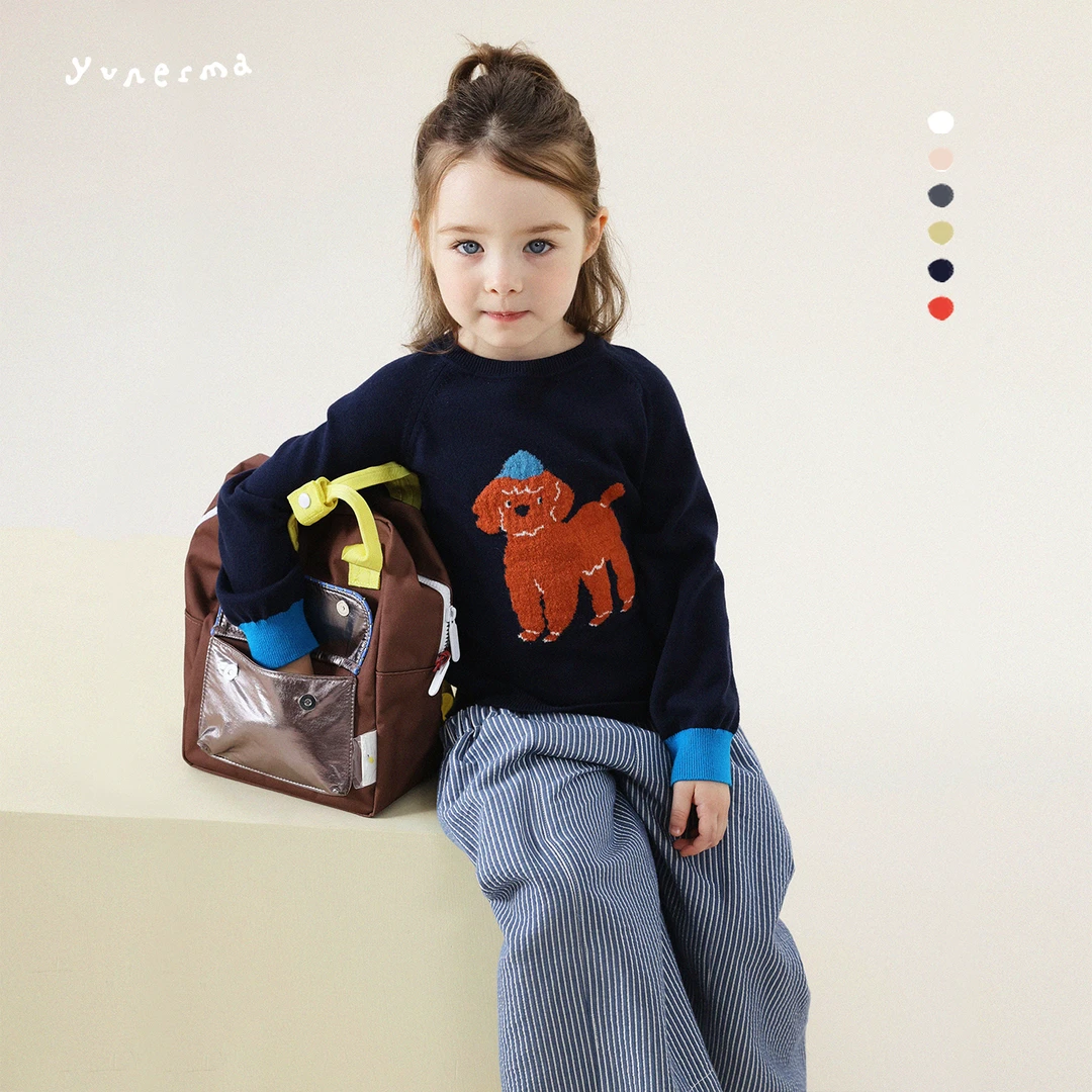 【原创插画师合作款】允儿妈女童秋季卡通针织套头毛衣儿童上衣潮