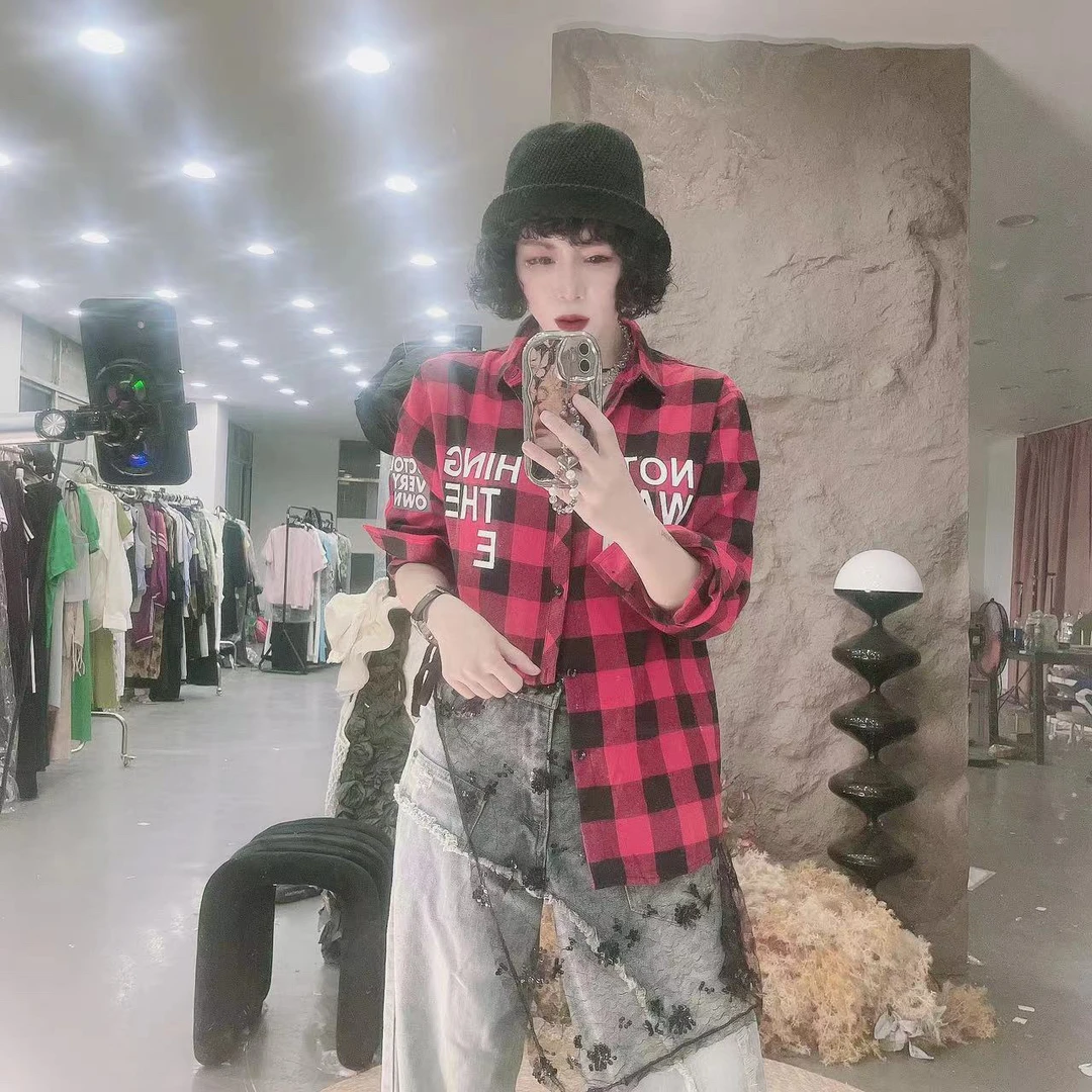 275 格子衬衫长袖韩版宽松潮流春夏新款衬衣