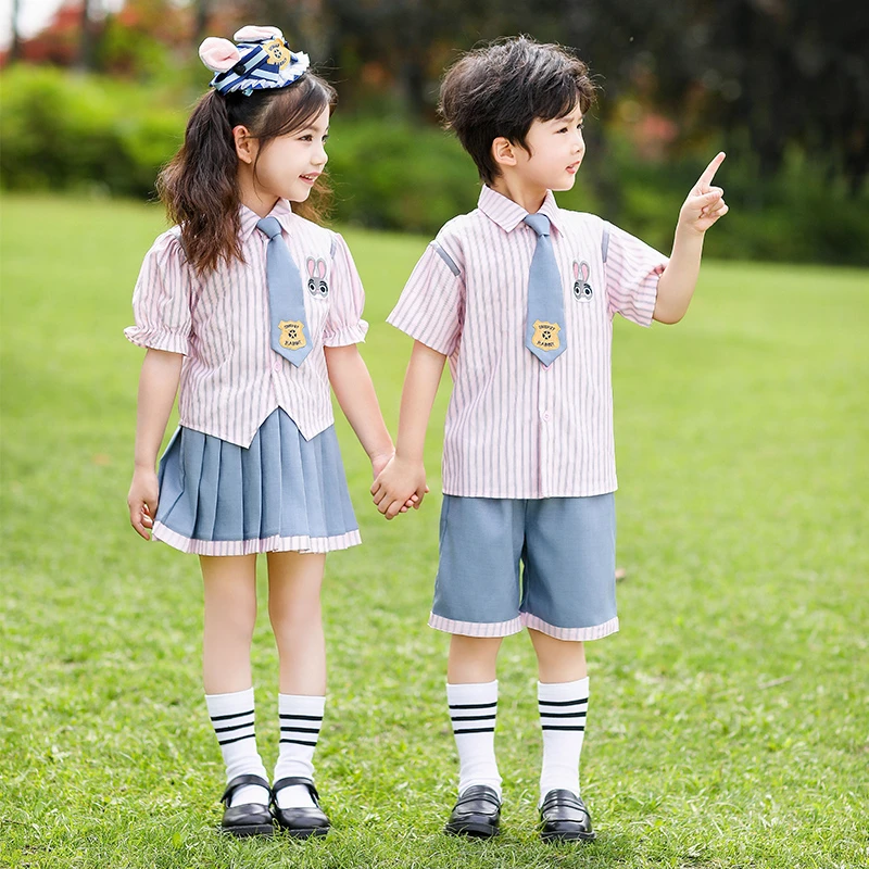 女童夏装兔子警官套装裙新款男女童演出服小学生学院风毕业表演服