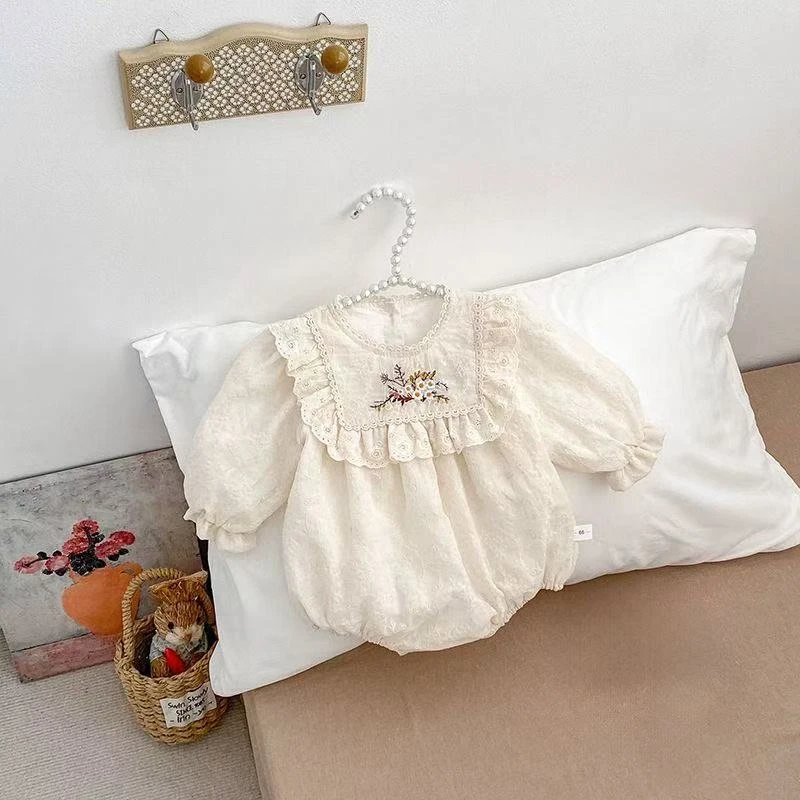 【高定】新生婴儿衣服女宝宝三角服公主风百天拍照洋气长袖外穿爬服